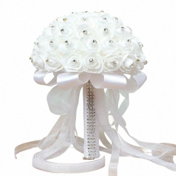 Bride Wedding Holding Frs Foam Simulati Fr White Rose Bouquet Fotografia di matrimonio coreana U4CM#