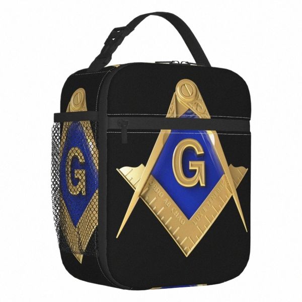 Custom Gold Square Compass Masic Freemas Lunch Bag Men Men Women Cooler теплые изолированные ланч коробки для студенческой школы H59P#