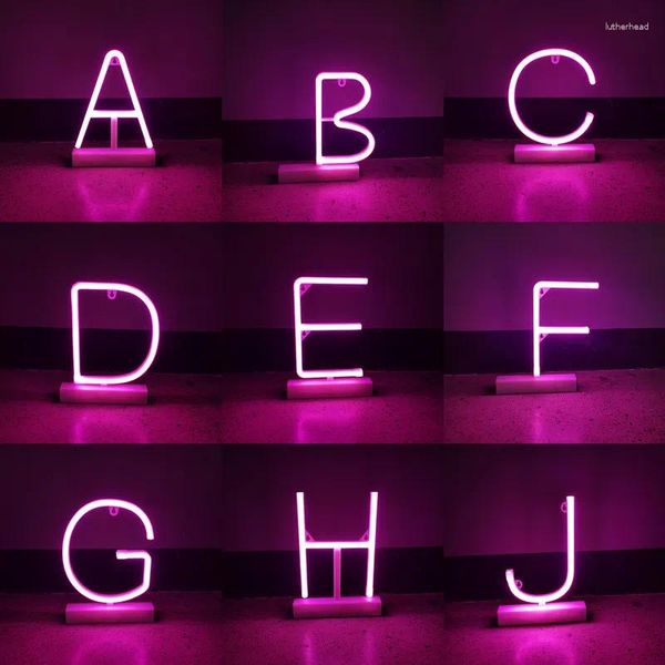 Dekorative Figuren rosa Buchstaben Neon Licht mit Stand DIY NAME SCHLECHT SCHREIDUNG PARTY ALPHABET NUMMER LED NACHT LAG FÜR BAR ADERGEL LOGO