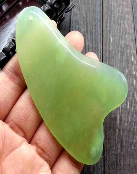 JADE NATURAL Guasha Placa rabiscando os olhos faciais raspando Gua Sha Spa Ferramenta de Massagem Cuidado de Saúde Aceptação de Pontos de Placa Massager3533411