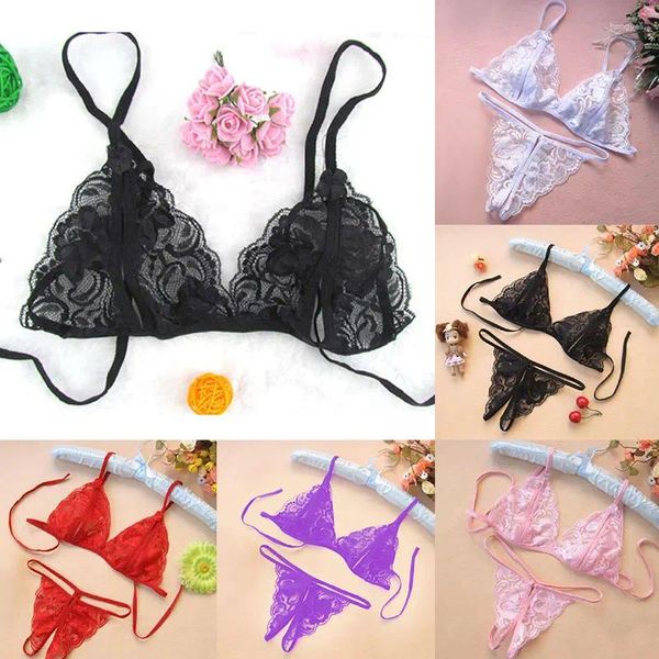 Bras sets lingerie mulher renda transparente roupas íntimas bordados de fada breve kit de sutiã push up breves