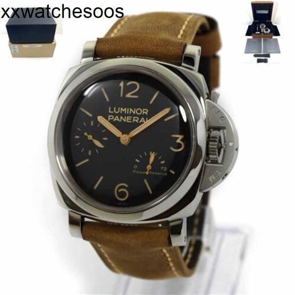 Designer Relógio Paneraiss Watch Mechanical 2013 Power Pam00423 Dial preto fita magnética