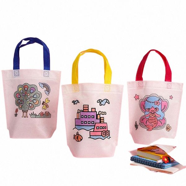 Borsa intrecciata in bianco per donne creative graffiti fai-da-te carto modello riutilizzabile shop borse tel tela borse per impugnatura eco