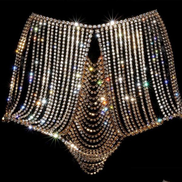 Outros acessórios de moda Stonefans Bling Bikini Crystal Panties Thong For Women Jewellry Rhinestone Lingerie Roupa Luxúria Corpo C Dhoeg