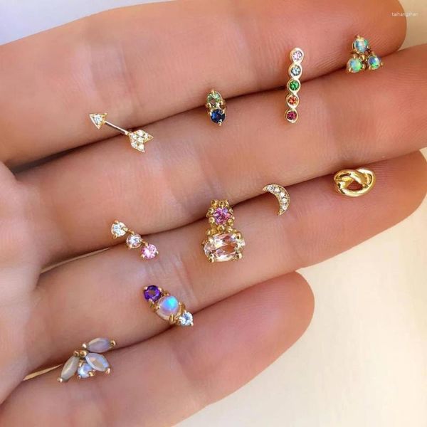 Bolzenohrringe 10 PCs /Set Boho Geometry Moon Star Arrow Blume Hand Set Women Punk Ohrring Persönlichkeit Party Bohemian Schmuck