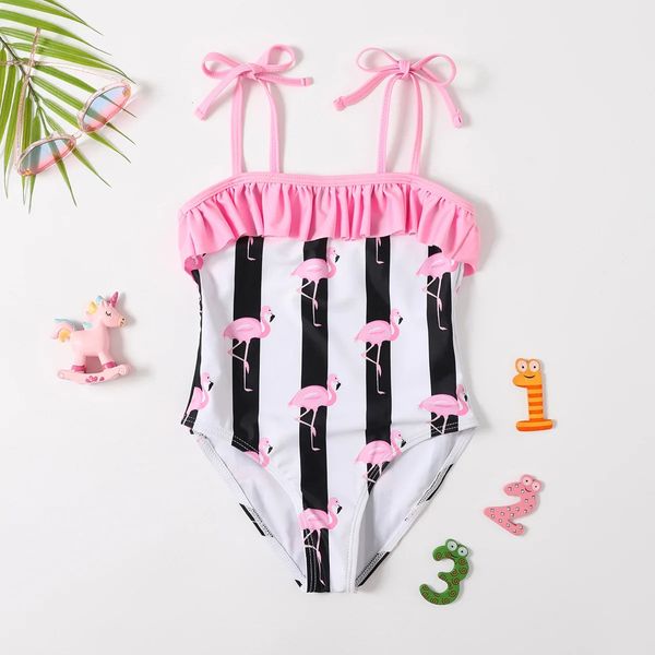 Girls Swimsuit Summer One Piece Bare da bagno per bambini Swimwear Kids Girl Bikini Set Childrens Swimming Clothes Beachwear 240416