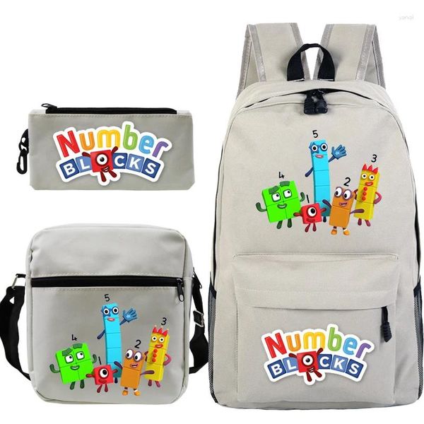 Backpack Boys Girls Canvas Bookbag Game Blocks 3pcs/Set Lustige Cartoon Kinder Schultasche Reise Rucksack Langlebiger Rucksack