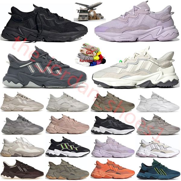 Männer Frauen Ozweegego Laufschuhe All Black Wonder White Solar Green Red Pink Triple Grey Stahl gefrorener gelber Spuren Ladung Sport Sneaker Größe 36-45