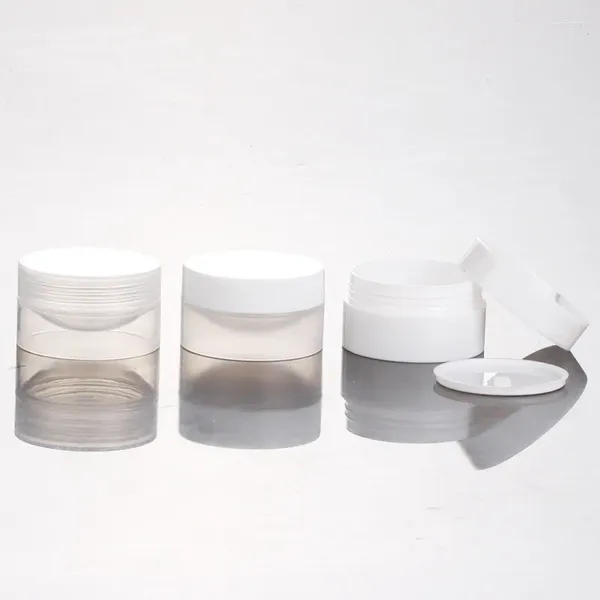 Garrafas de armazenamento 20/45/20/200pcs 10ml 10g Recipiente de jarra de plástico branco PP com fundo côncavo para recipientes de amostra de maquiagem