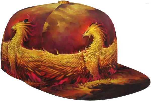 Ball Caps Fantasy Phoenix Bird Padrão de Bill Hat Unissex Snapback Baseball Cap Hip Hop Style Visor em branco Black ajustável