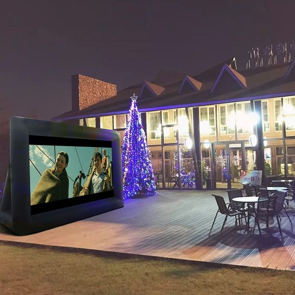 Pequeno 10mWx7MH (33x23ft) com tela de filme inflável ao ar livre gigante ao ar livre para venda telas de projetor de cinema ao ar livre com preço de fábrica