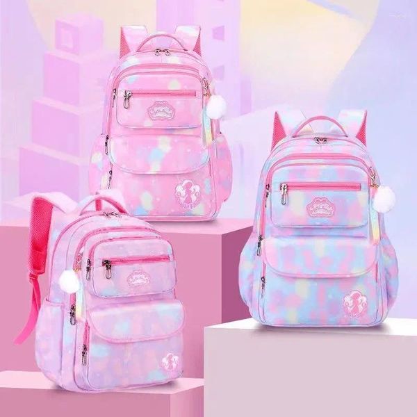 Bolsas escolares Primário para meninas gradiente colorido 1-3-6 Mochila infantil de grande capacidade para crianças mochila