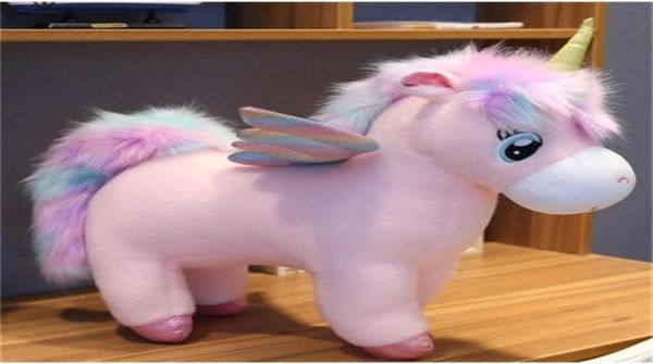 Fantastische Regenbogen -Einhörner Plüsch Spielzeuggiganten Einhorn Spielzeug Stofftiere Puppe y Hair Horse Toys für Kinder Mädchen Weihnachtsgeschenk Y1232K5950127