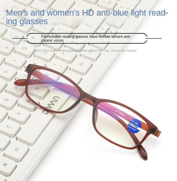 Occhiali da sole Anti blu occhiali da lettura leggera per donne piccoli occhiali quadrati in cornice uomo lettore di plastica lettore leggero ingrandimento 44447805