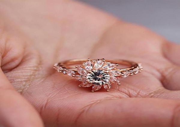 Anelli di nozze Mling squisito girasole in cristallo per donne bijoux anel femme band anello di coinvolgimento di gioielli amante dei gioielli gifts2602101