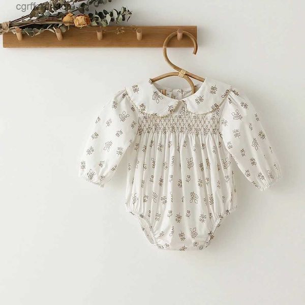 Rompers Baby Girl Rompers a manica lunga salta per le tute estate in un pezzo di moda nuovo moda al 100% di cotone biologico neonato vestiti da bambina 0-24m L410
