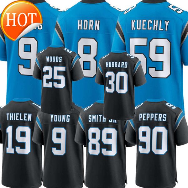 2024 Nova camisa personalizada Bryce Young Steve Smith Sr Brian Burns Julius Peppers ikem Ekwonu Jeremy Chinn Jaycee Horn 59 Luke Kuechly Xavier Woods Adam Thielen Football JE JE