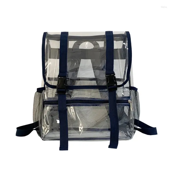 Zaino di grande capacità borse a tracolla trasparente per adolescenti in PVC Waterproof Women Men Casual Travel Flap zaino
