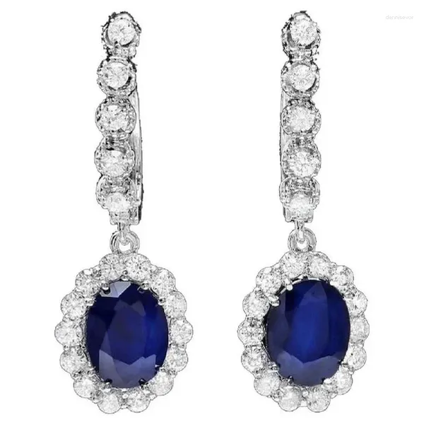 Orecchini penzolanti lunghi aratti con zirconia cubica blu accessori per le orecchie alla moda di lusso per le donne gioielli di temperamento delle feste di nozze