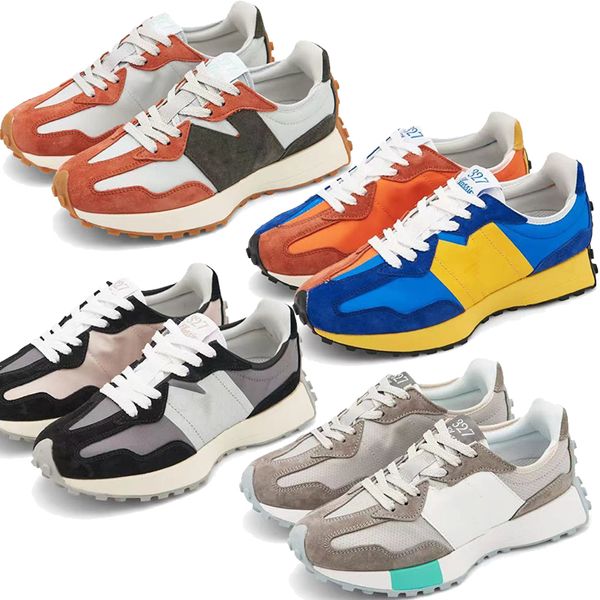 Designer New 327 Running Shoes para homens femininos n Word 327S tênis de camurça bege de camurça marrom vintage Black White Orange Men Outdoor Sports Sapates Treinamento Tamanho 35-44
