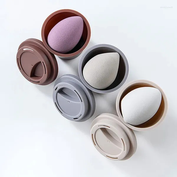 Aufbewahrungsboxen Schwamm leere Kaffeetasse Form Schönheit Halter Make -up Organizer Box Pulver Ständer Kosmetik Trocken