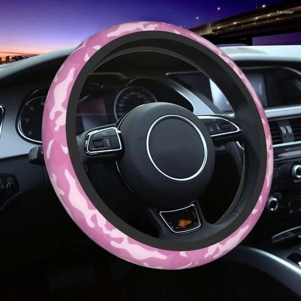 Tampas de volante Tamas de 38 cm de carro rosa Camuflagem anti-deslizamento Brança militar no acessório de automóvel adequado