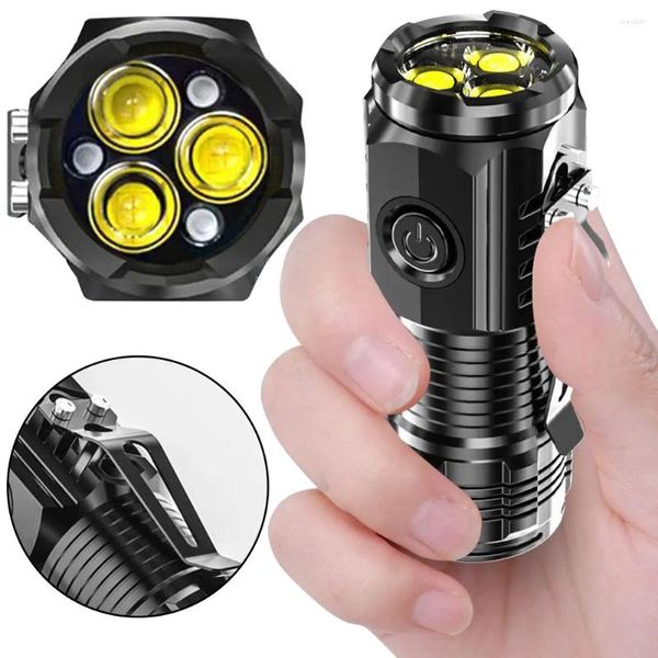 El feneri Meşaleler 1/2pcs LED Taşınabilir Torch 5 Aydınlatma Modları 300lm Mini El Taşınmaz Kayma USB Şarj Kalem Klipsli