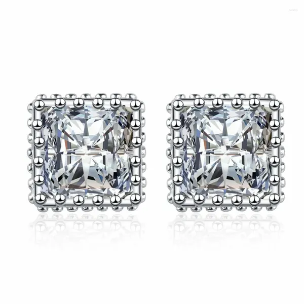 Orecchini per borchie S925 Sterling Sterling Exquisite Luce di lusso intagliato Sugar Cube