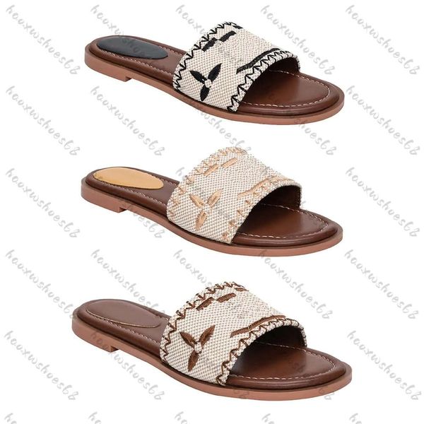 Designer flache Sandalen Luxus Slipper Schwarz gelb orange blau gestickte Sandalen Mode Flip-Flops Sommer Beach Slipper Low Heels Frauen Low Heels Pantoffeln