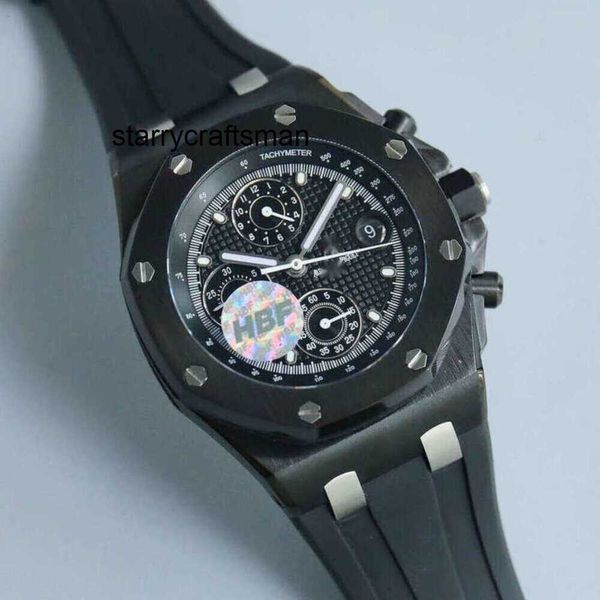 Designer observa os APs assistir ao cronógrafo real offshore Menwatch Mechanical Supercolen Cal.3126 Strapa de borracha Montre qva6