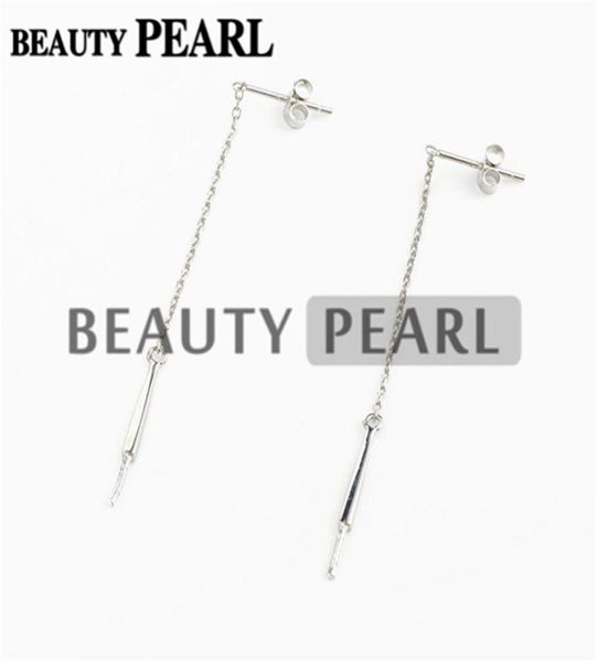 Hopearl Jewelry Pearl Drop Ohrring -Einstellungen 925 Sterling Silber Dangle Kette Ohrringe Blanks 3 Paare225y2119774