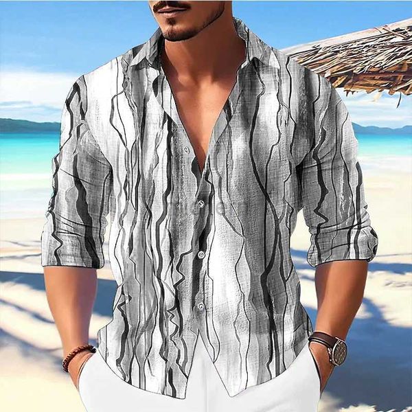 Camicie casual maschile 2024 MENS CAMPIA PARTY 3D a strisce colorate realizzate con materiale di alta qualità in oro filo invario rossase blu viola verde verde outdoor Stree 240416