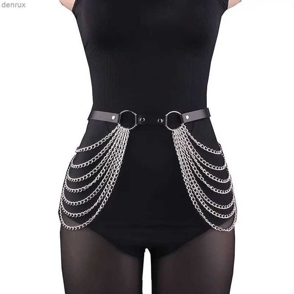 Correias da cintura Mulheres Sexy Chain Chain Chain Larter cinto da cintura cinto do cinto de couro cintura cinta coxa de arnês acessório de roupas góticas