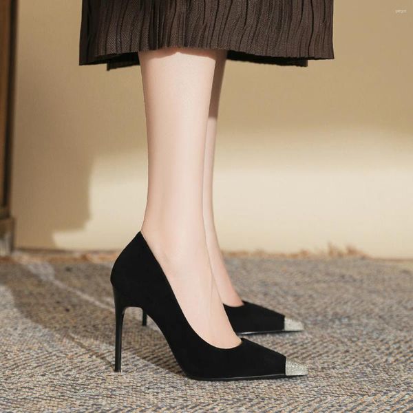 Kleiderschuhe kleine Größe 31-43 schwarzes Wildleder Stiletto Heels Sexy High Heel Frauen Pumps