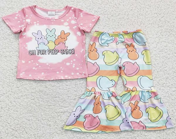 Nuovo Design Dddler Girls Abbigliamento set boutique Short Bell Bottoms Outfit Bunny Stampa Buny Billy Girl Girl Abbigliamento Wholesa1546419