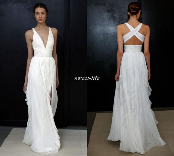 Свадебные платья с 2020 г. Греческие невесты Богиня носят дешевую длинную расщепленную юбку Бохемскую свадебные платья Boho8514026