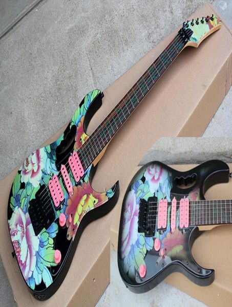 Заводская обычая красивая электрогитара с цветочным рисунком Bodytree of Life Fret Inlaypink Pickupsfloyd Rose Bridgecan Be Cu4343317