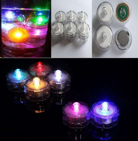 LED Submersible Tealights Candle LED de lâmpada de lâmpada subaquática Festa de casamento Iluminação de decoração interna para peixes Pond2265332