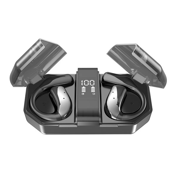 Neues Design SW-07 Earhook Ohrhörer Bluetooth 5.4 HiFi Stereo Sound Touch Control Sports Headset wasserdichtes Digital Display Wireless Ohrhörer