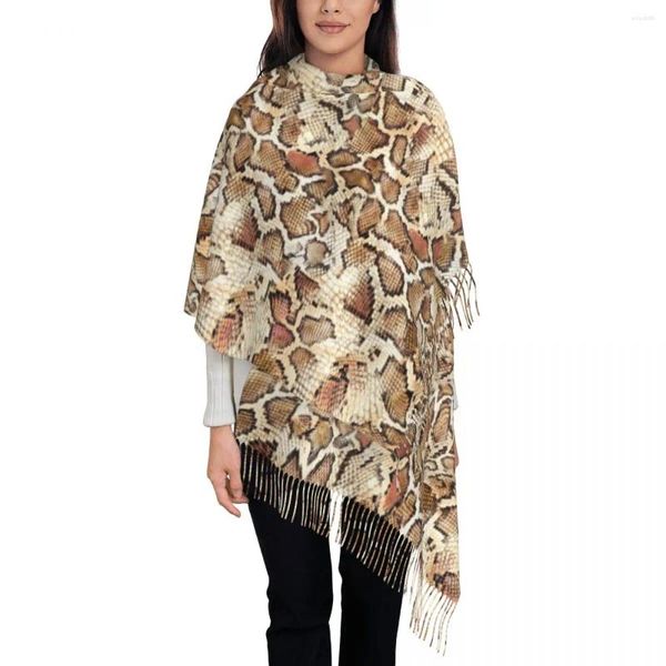 Eşarplar sıcak yumuşak eşarp kış soyut baskı şalları ve sarma yılan cilt tasarımı bufanda mujer erkek kadın moda büyük