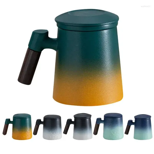 Tassen Teetasse mit Infuser Deckel Keramik Kaffeewasser -Gradienten geprägter Tasse für Heimwohnheime in der Wohnung in der Wohnung in der Wohnung
