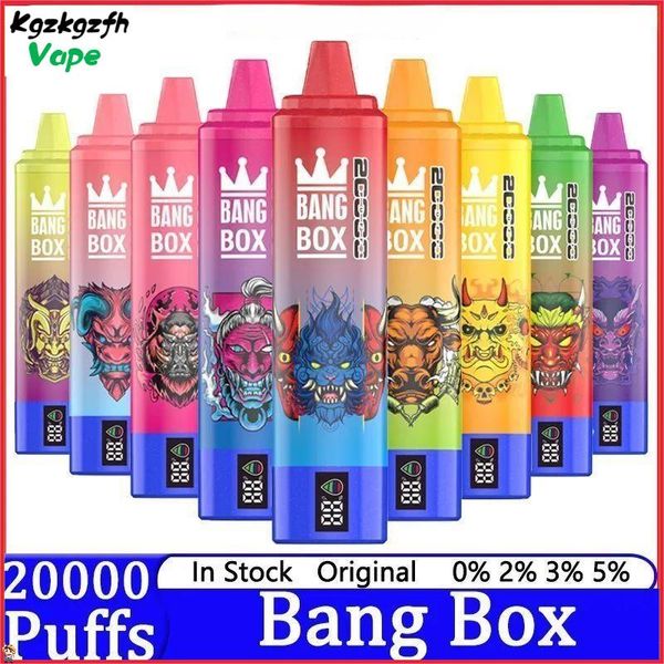 Bang Box Puff 20000 Disponível E Cigarros 0% 2% 3% 5% 35 ml E-líquido Malha de malha Vape recarregável Vs FUMOT R e M 15K Puffs 12 cores Vaper Vaper Vapes