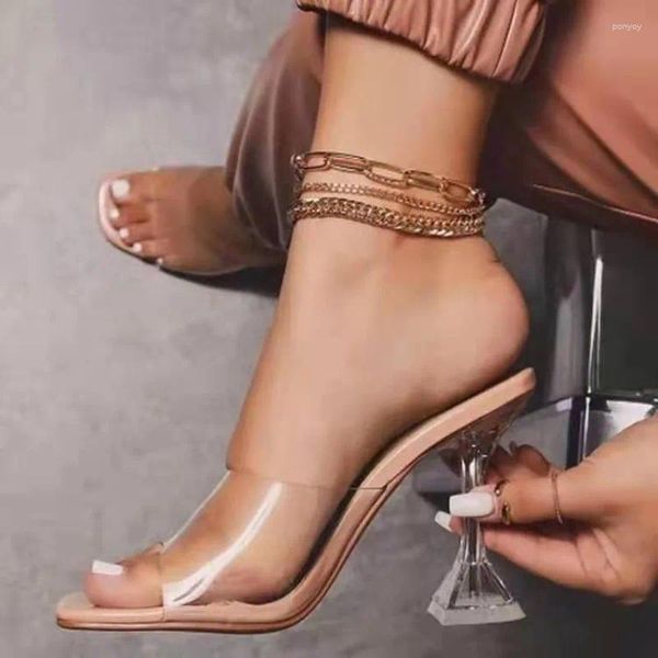 Sandalen Sommerdesigner Frauen sexy und modische High Heel Open Toy Tünde einzige Neigung große Hausschuhe