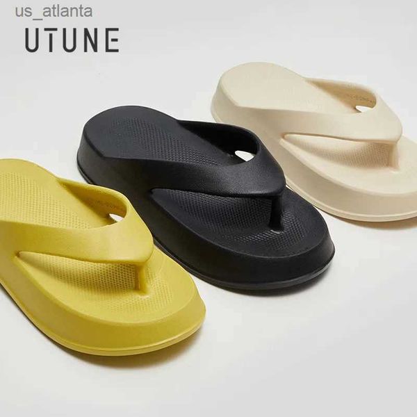 Тапочки Utune Flip Flops Women and Men Summer Shoes Outdoor eva Rubber Platform Play Slides с толстой подушкой H240416.