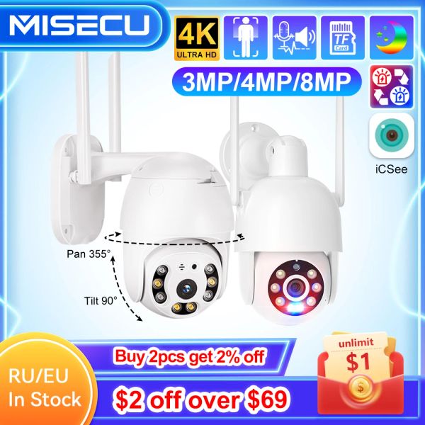 Sistema MISECU WiFi 3MP 4MP 8MP PTZ CCTV Sicurezza Camera 4K Tracciamento automatico per esterno