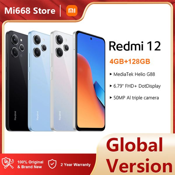 Глобальная версия NFC Xiaomi Redmi 12 4G 128GB Смартфон 6,79 дюйма Mediatek G88 Мощный процессор 18 Вт быстрая зарядка