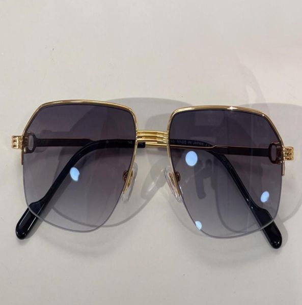 Gold Grey Shaded Pilot Sunglasses Sunnies 0285 Men Fashion Sun Glasses Meio quadro com Box1860053