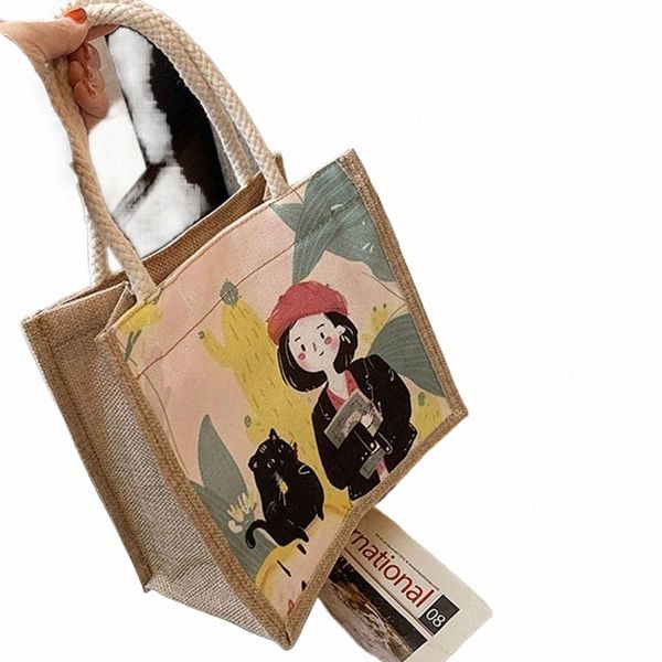 Women Canvas Lunchbags Umhängetasche kleine Cott Canvas Handtasche lässige Tasche Frau Eco Crossbody Bag Vintage Menger Bags H1HR#