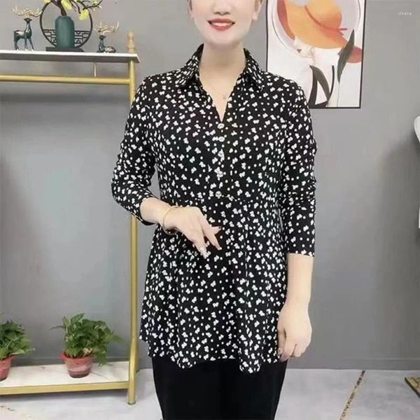 Camicie attive da donna della moda coreana abbigliamento solido t-shirt primavera estate da bambola a maniche lunghe collare a grandi dimensioni top casual 2024