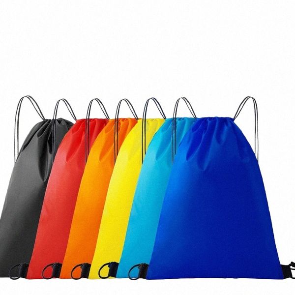 Wasserdichte Kordelzugbeutel Polyester tragbare faltbare wiederverwendbare Rucksack -Reisebühne Sundies Organizer Tasche Großhandel R0WW#